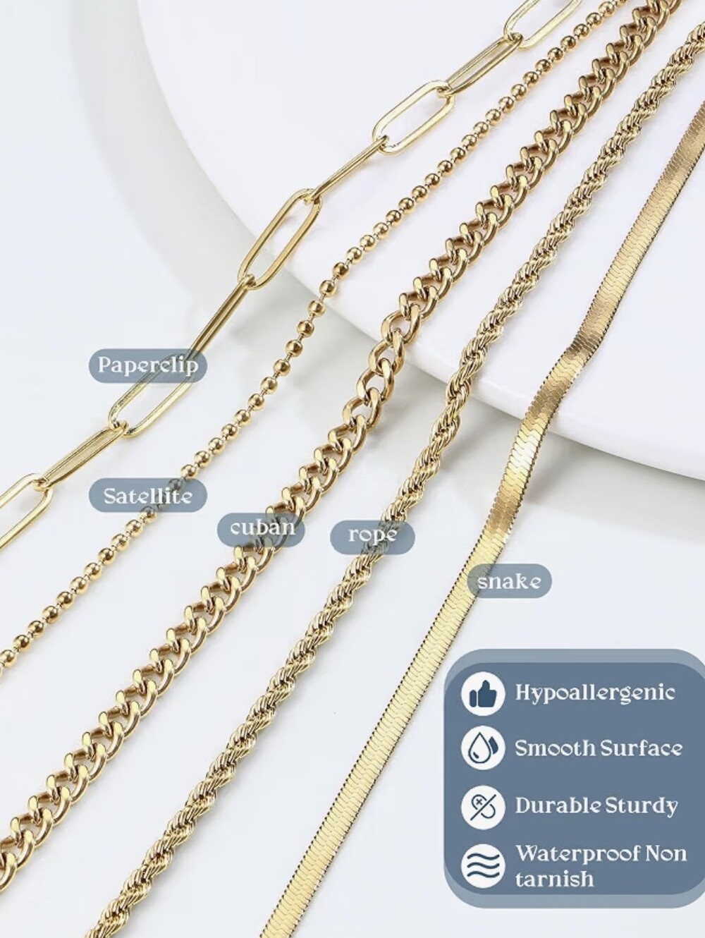 5 Pc Gold Anklet Set - Picture 8 of 9